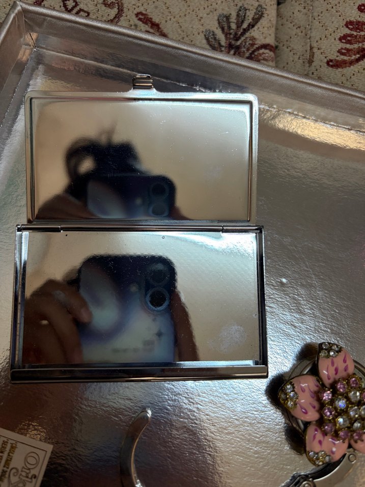Pembe Çiçekli Vintage Metal Aksesuar Seti — görsel 3/6