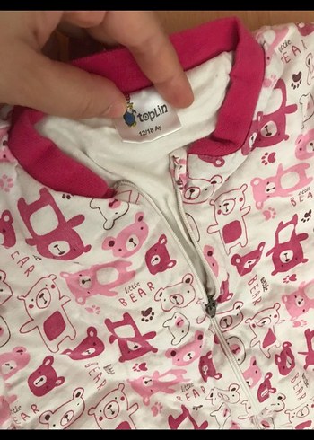 Kız Bebek Renkli Baskılı Fermuarlı Tulum - Görsel 4