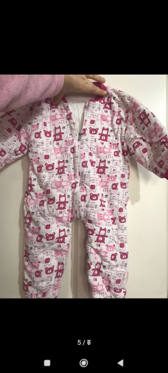 Kız Bebek Renkli Baskılı Fermuarlı Tulum - Görsel 5