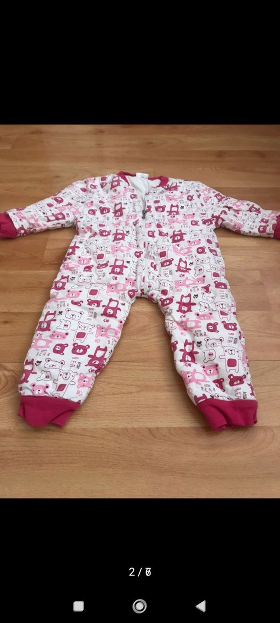 Kız Bebek Renkli Baskılı Fermuarlı Tulum - Görsel 2