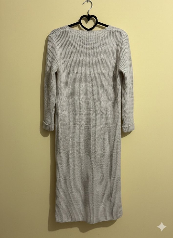 Bej (açık)Kadın Uzun Örgü Hırka - Görsel 2