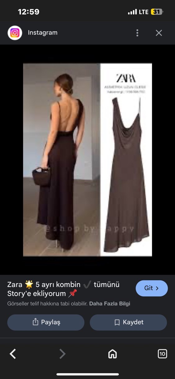 Zara Drapeli V Yaka Uzun kahverengi Elbise - Görsel 3