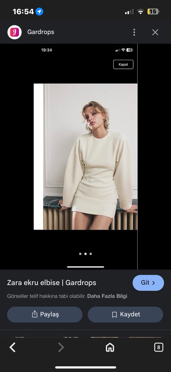 Zara ekru kaşe Mini Kadın Elbise - Görsel 4