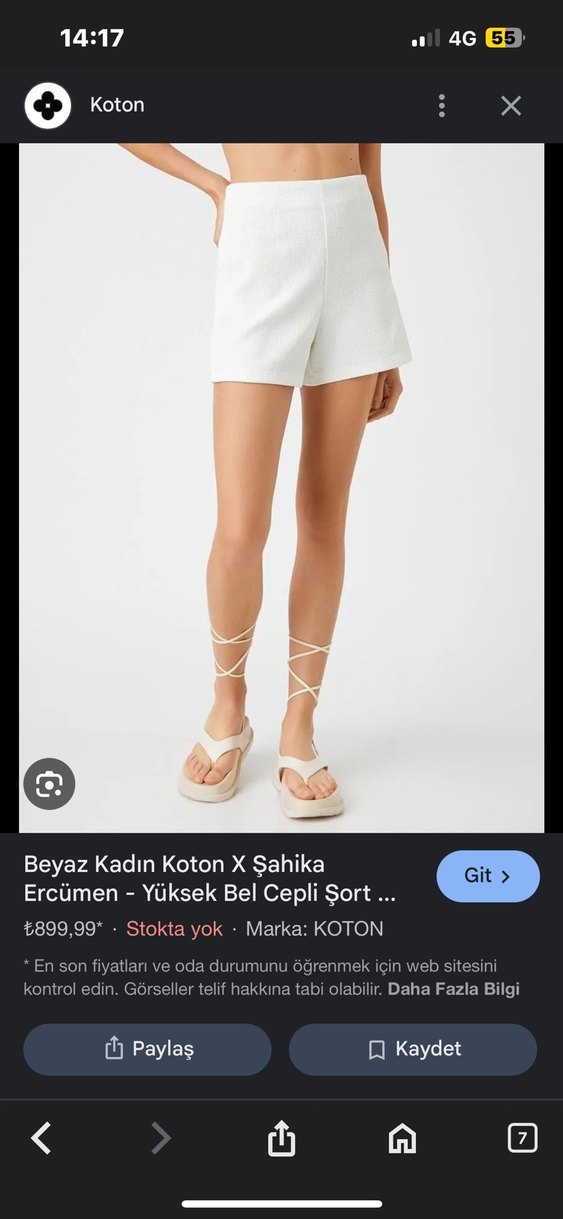 Beyaz Yüksek Bel simşi Mini Şort - Görsel 2