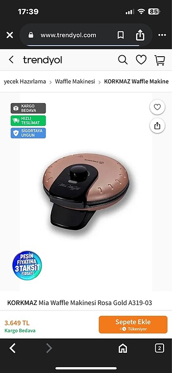 Korkmaz Waffle makinesi