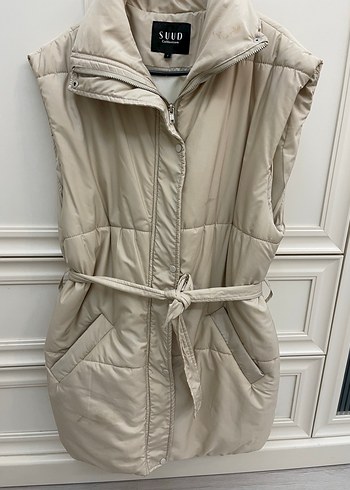 Suud Kemerli Bej Kadın Şişme Yelek - Görsel 4
