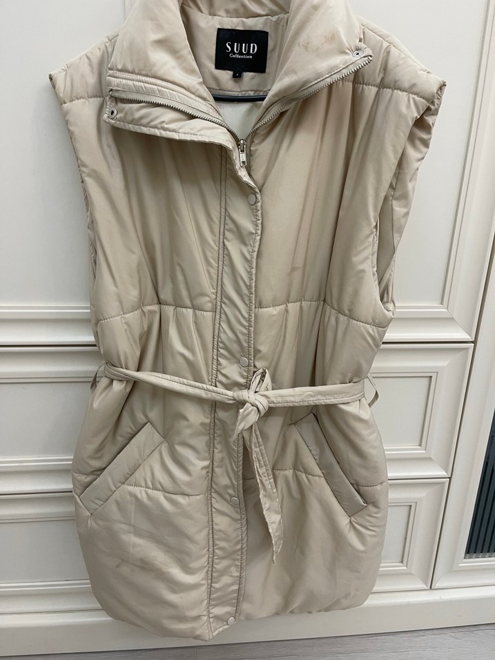 Suud Kemerli Bej Kadın Şişme Yelek - Görsel 4