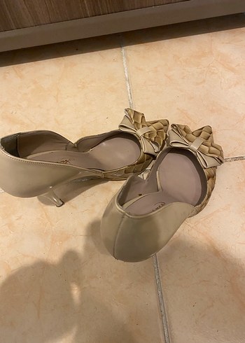 Bej Yılan Desenli Fiyonklu Stiletto - Görsel 7