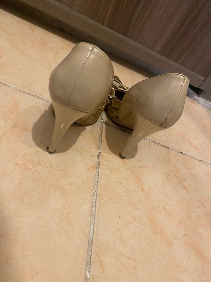 Bej Yılan Desenli Fiyonklu Stiletto - Görsel 4