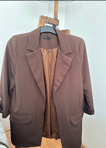 Defacto Düğmeli Kahverengi Kadın Blazer Ceket