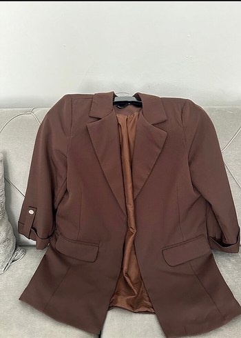 Düğmeli Kahverengi Kadın Blazer Ceket