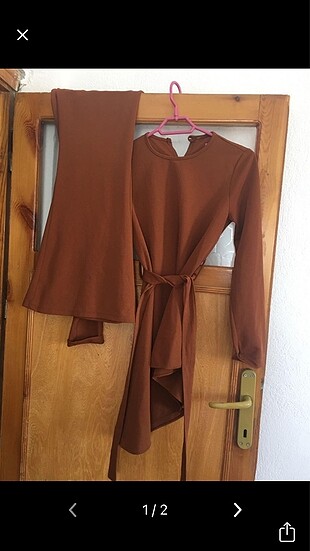 Taba rengi tunik takım