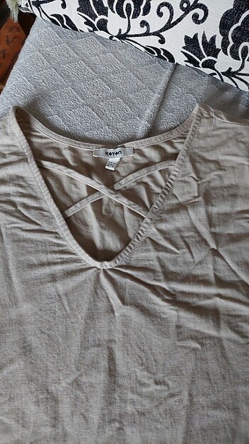 xl Beden camel Renk Koton onu carpili keten bluz