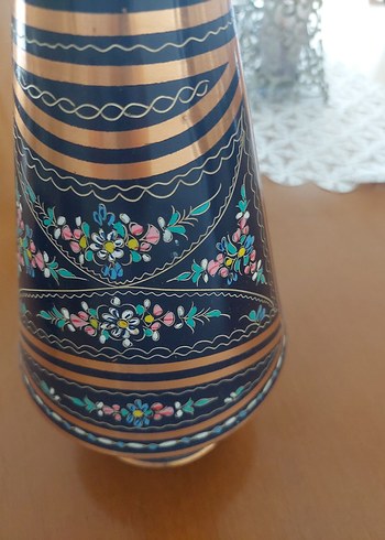 Beden Bakir islemeli kupeli Vazo 40 cm