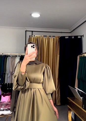 Kadın Haki Uzun Salaş Elbise İlayda Özdemir abiye - Görsel 2