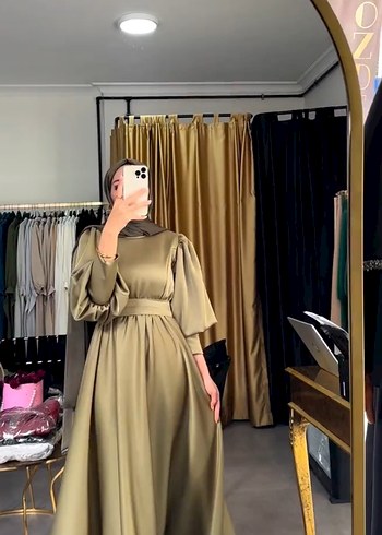 Kadın Haki Uzun Salaş Elbise İlayda Özdemir abiye - Görsel 3