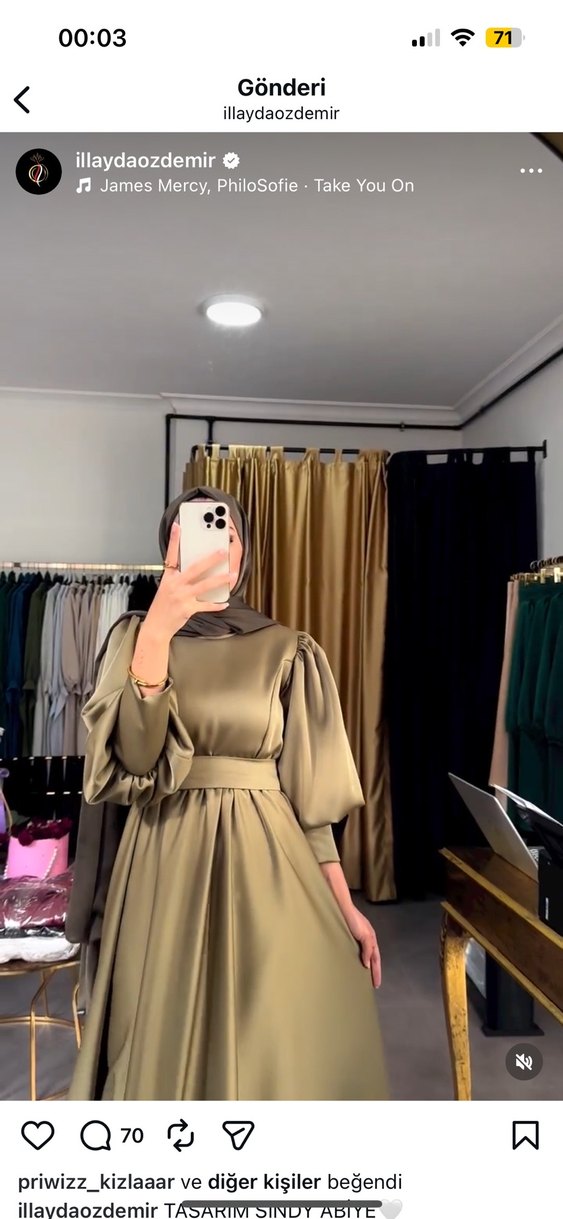 Kadın Haki Uzun Salaş Elbise İlayda Özdemir abiye - Görsel 2