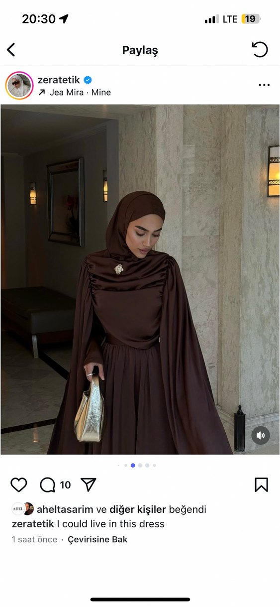 Ahel tasarım Drapeli Kahverengi Uzun Kollu abiye ahel tasarım - Görsel 2