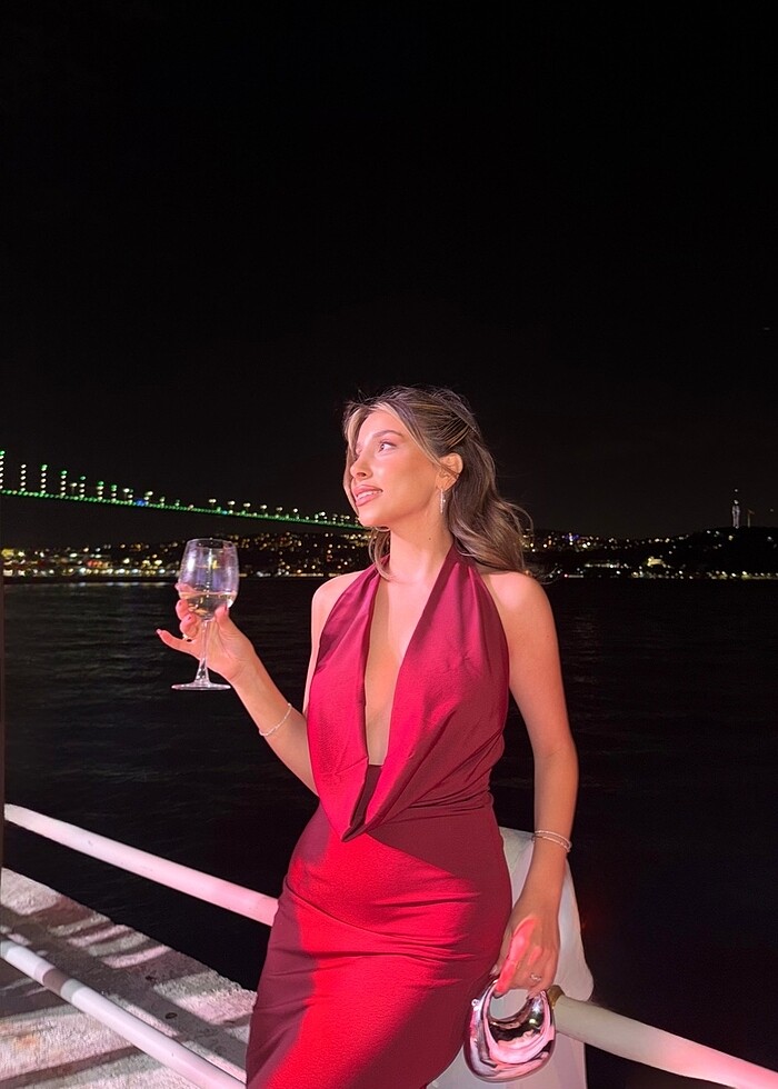 Bordo elbise - Görsel 2