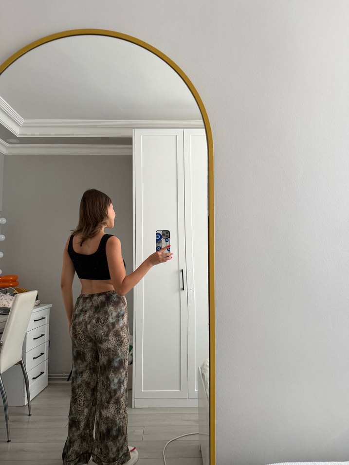 Koyu Kahverengi leopar desenli pantolon - Görsel 3