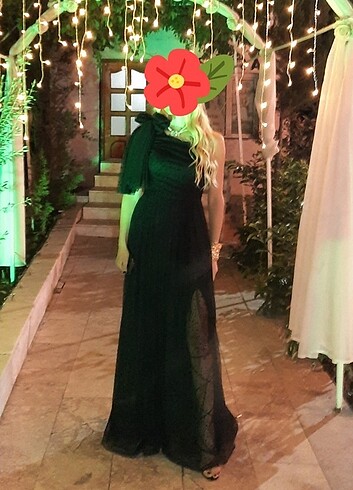 Siyah tek kol abiye elbise 