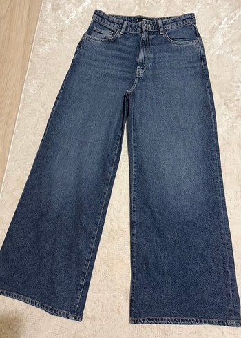 Mango Yuksek Bel Genis Paca Mavi Denim Jean