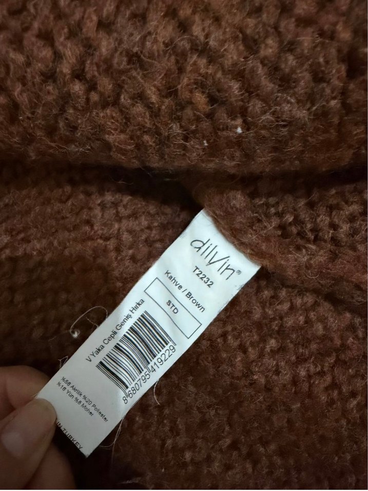 Oversize Kahverengi Triko Hırka  Rahat ve Şık — görsel 2/3