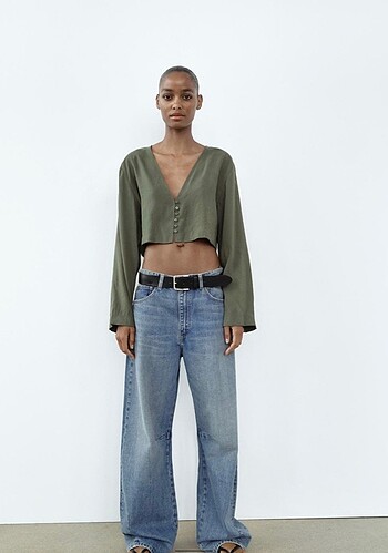 Zara yeşil bluz