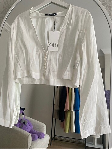Zara crop dökümlü gömlek