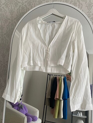 Zara Zara crop dökümlü gömlek