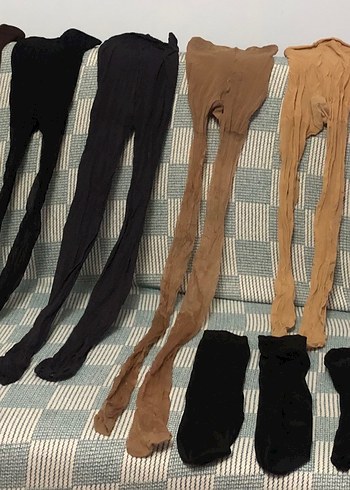 1 Siyah file kilotlu çorap +6 kilotlu çorapla 3 çift dizaltı - Görsel 2