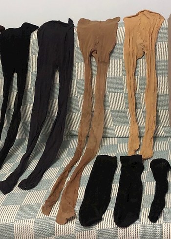 1 Siyah file kilotlu çorap +6 kilotlu çorapla 3 çift dizaltı - Görsel 5