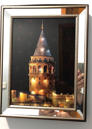 Parlak Altın Renkli Galata Kulesi Tablosu - Görsel 3