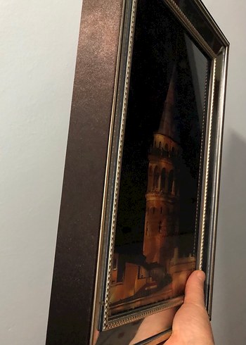 Parlak Altın Renkli Galata Kulesi Tablosu - Görsel 8