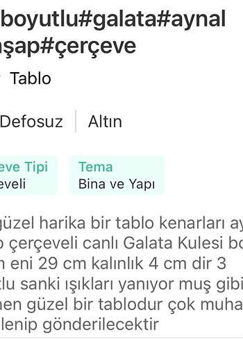 Parlak Altın Renkli Galata Kulesi Tablosu - Görsel 10