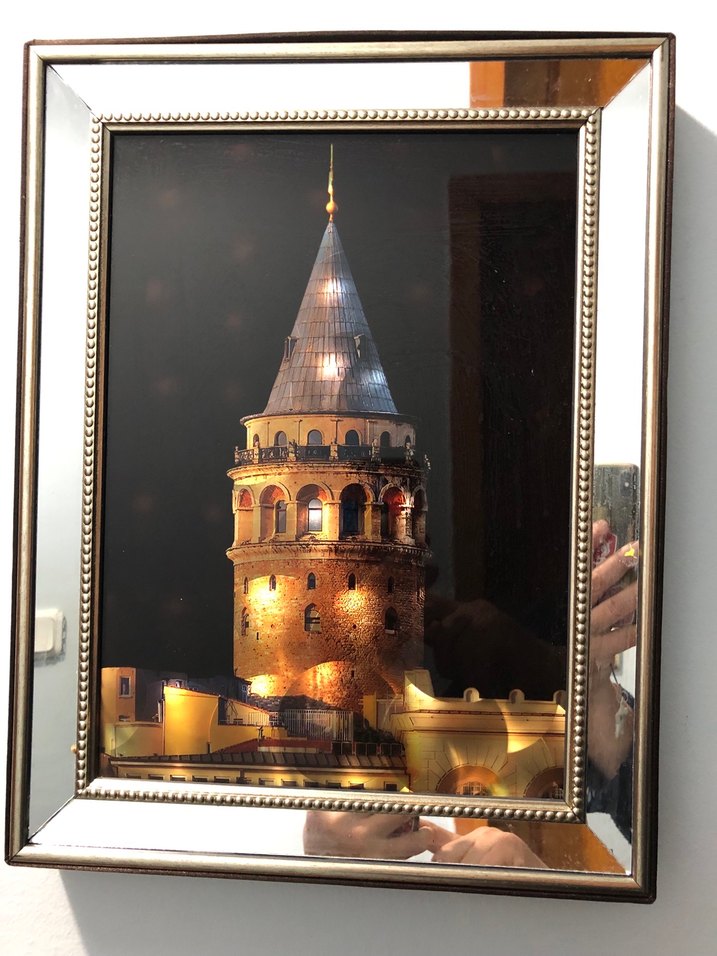 Parlak Altın Renkli Galata Kulesi Tablosu - Görsel 3