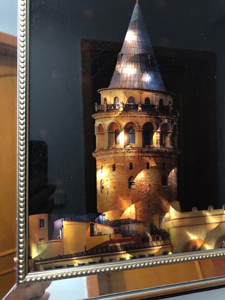 Parlak Altın Renkli Galata Kulesi Tablosu - Görsel 5