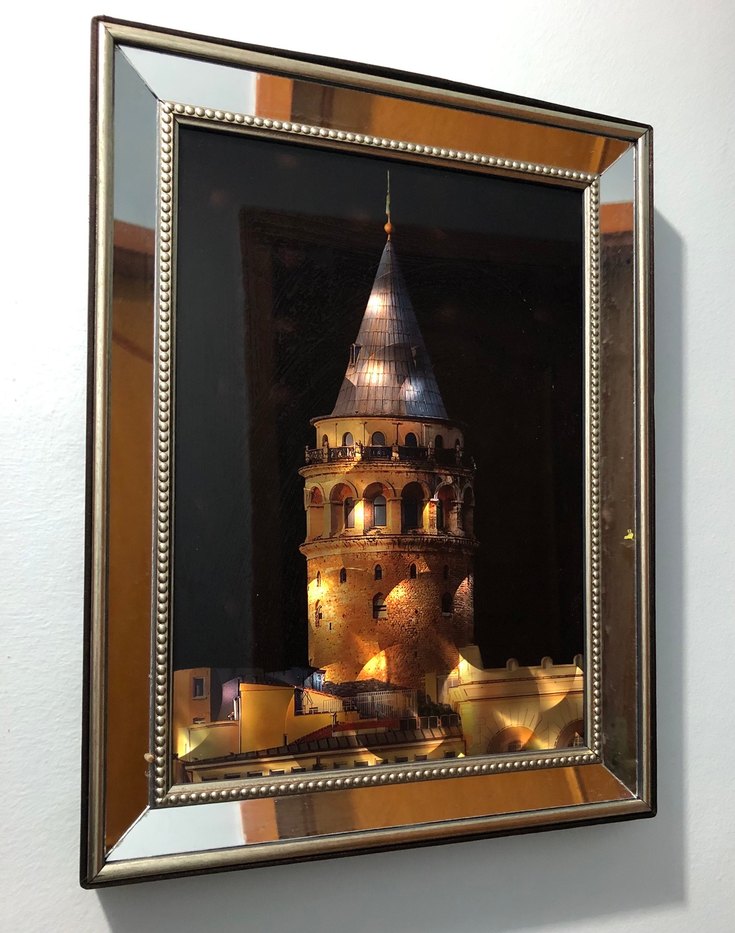 Parlak Altın Renkli Galata Kulesi Tablosu - Görsel 4