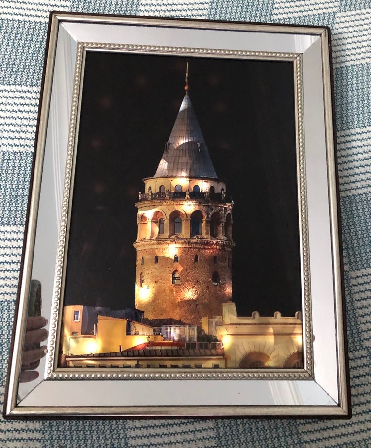 Parlak Altın Renkli Galata Kulesi Tablosu - Görsel 2