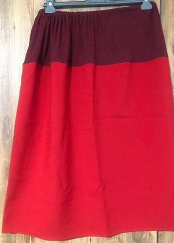 Kadın Kırmızı Midi Salaş Etek - Görsel 5