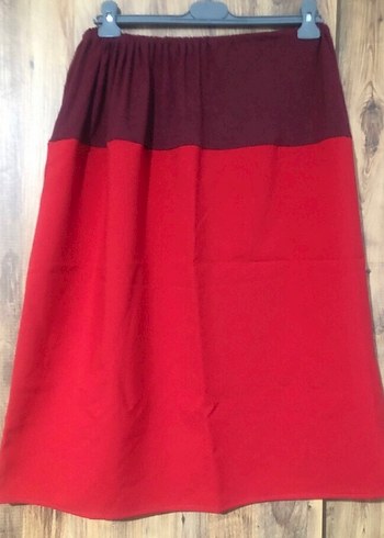 Kadın Kırmızı Midi Salaş Etek - Görsel 3