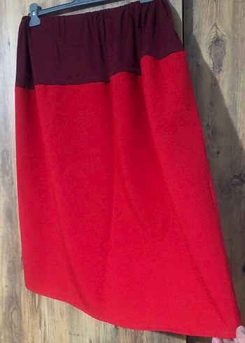 Kadın Kırmızı Midi Salaş Etek - Görsel 8