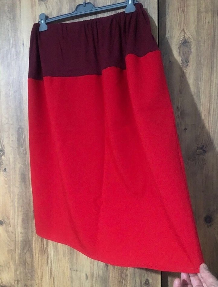 Kadın Kırmızı Midi Salaş Etek - Görsel 2