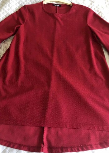 Bordo Kadın Uzun Kollu Fırfırlı Tunik - Görsel 5