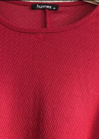 Bordo Kadın Uzun Kollu Fırfırlı Tunik - Görsel 4