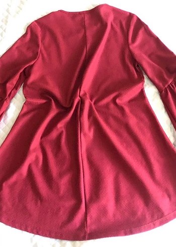 Bordo Kadın Uzun Kollu Fırfırlı Tunik - Görsel 3