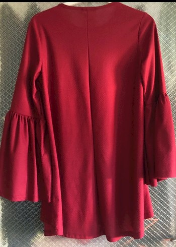 Bordo Kadın Uzun Kollu Fırfırlı Tunik - Görsel 2