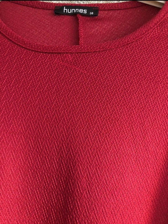 Bordo Kadın Uzun Kollu Fırfırlı Tunik - Görsel 4