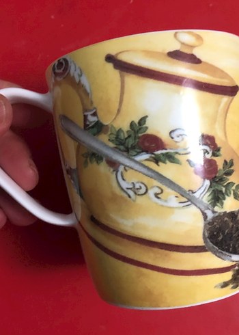 Bordo Darjeeling Çay Desenli Kupa 500 ml porselen - Görsel 4