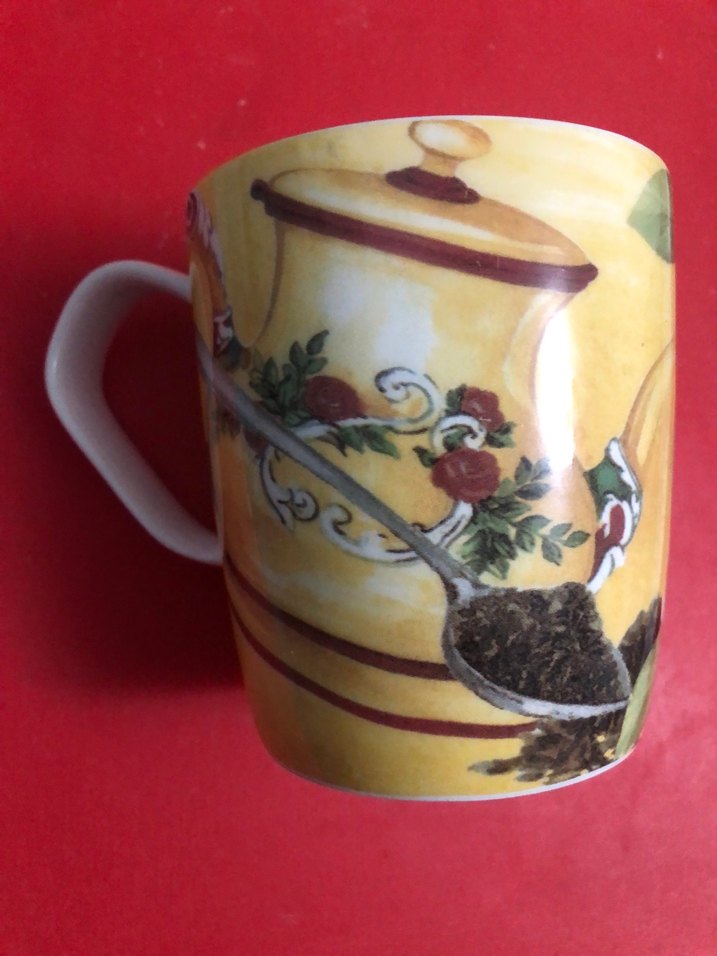 Bordo Darjeeling Çay Desenli Kupa 500 ml porselen - Görsel 5